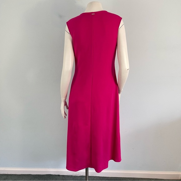 DKNY Sleeveless Midi Dress Asymmetrical Hem V-Neck - Small - Pink Cocktail Party - Picture 3 of 13